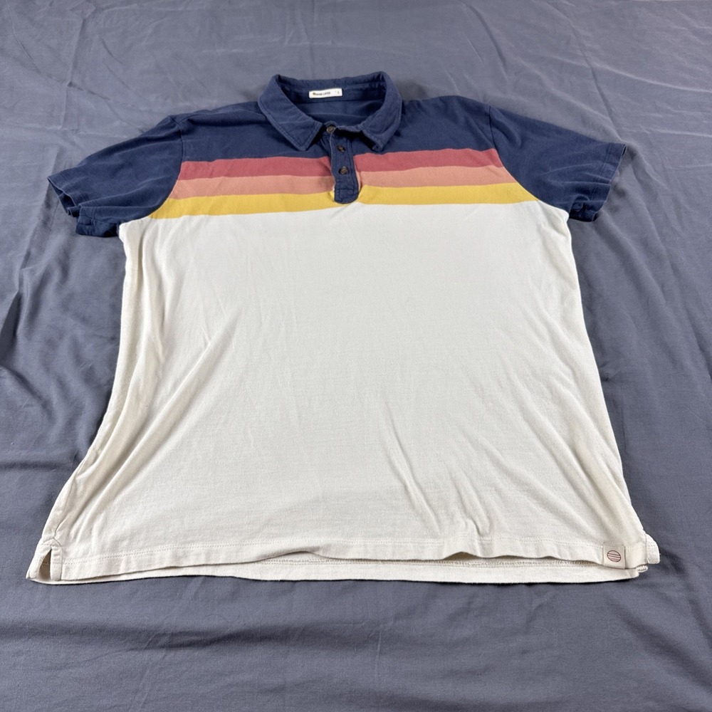 Marine Layer Polo Shirt Mens Large Multicolor Colorblock Short Sleeve Casual